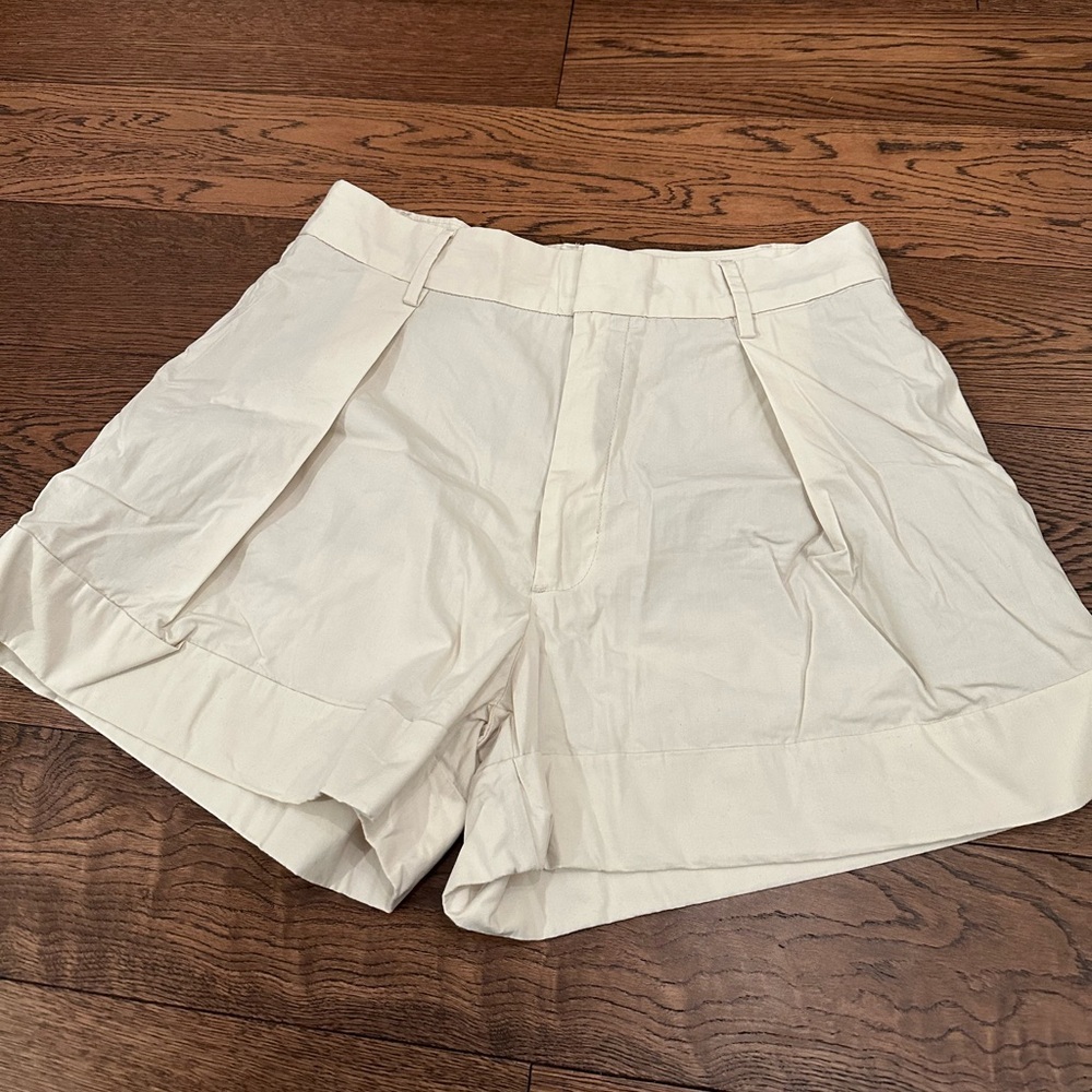 Banana Republic Factory Cream High-Waist Pleated Shorts